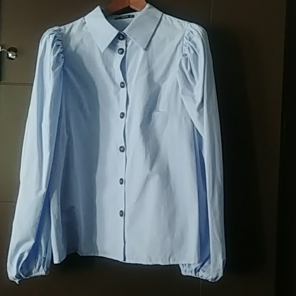 SHEIN Light Blue Button Down Shirt